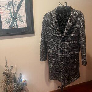 H&M Black & White Tweed Over Coat